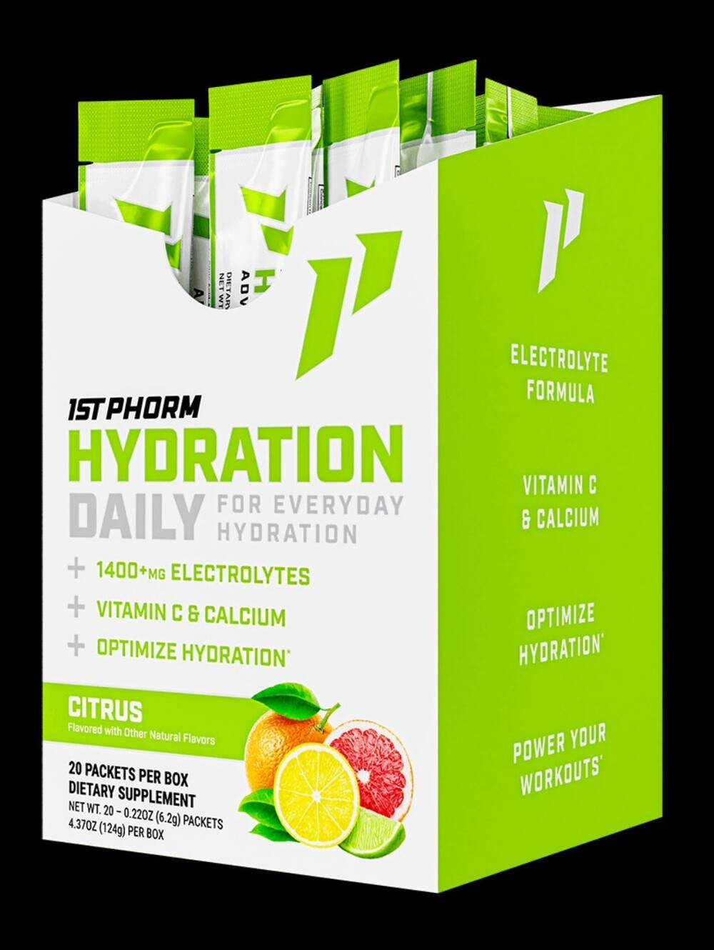 1st Phorm Hydration Sticks Citrus Electrolyte Drink Mix 20 Packets Vit C Ca…